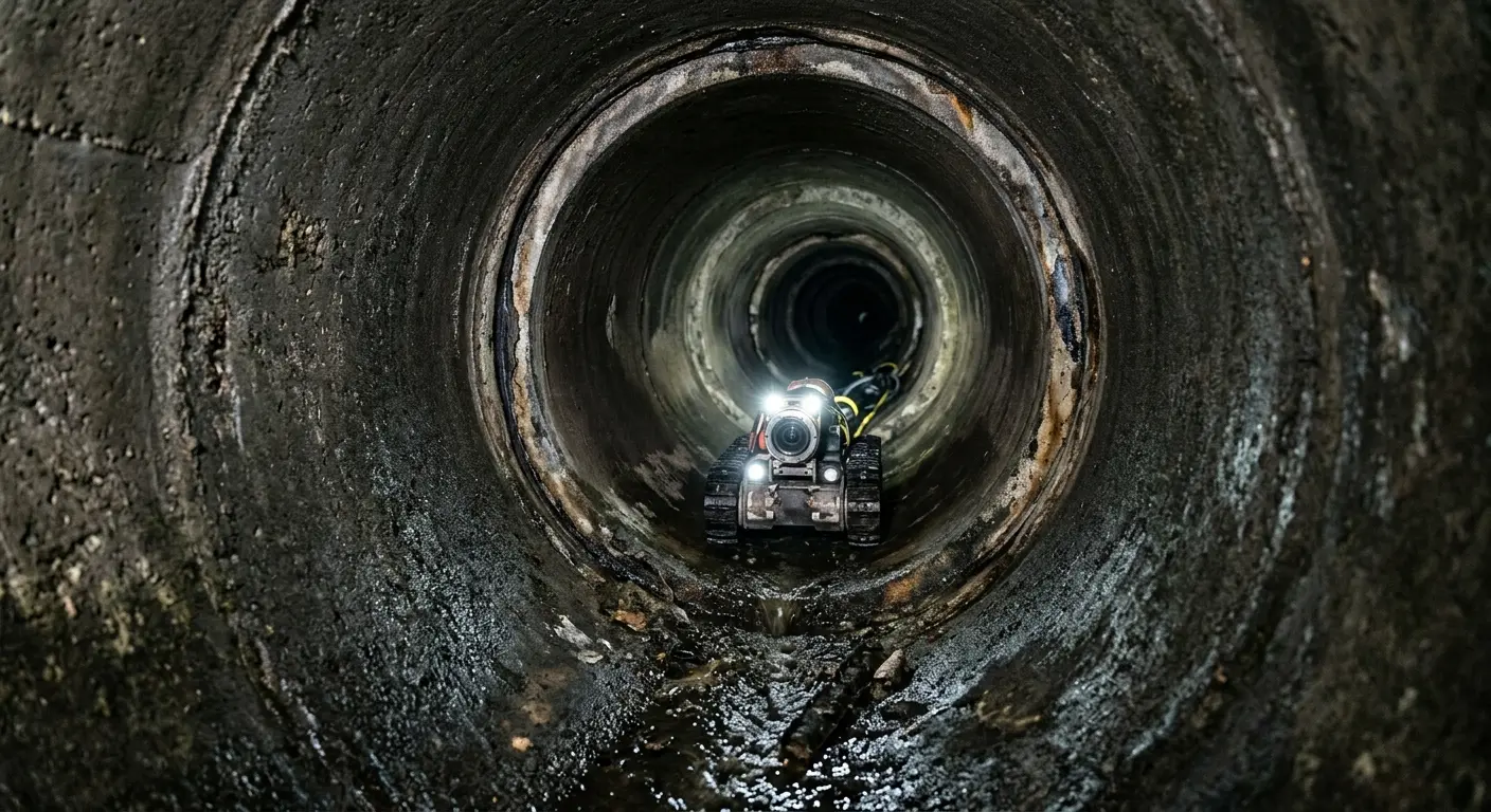 Robotic sewer camera inspecting pipe interior for Sewer Line Repair in Adel